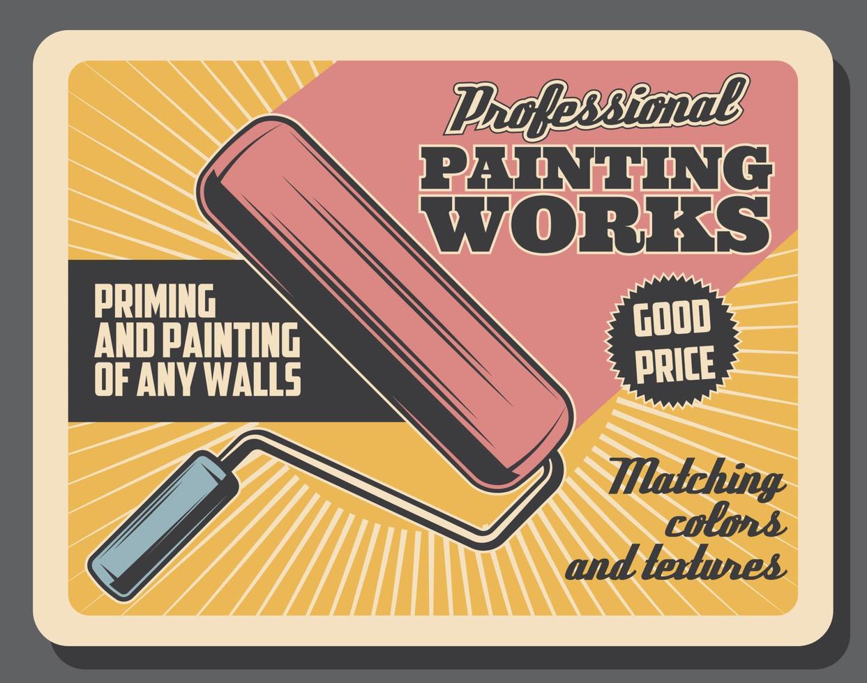 renovación de trabajos de pintura, rodillo de pintura vectorial vector
