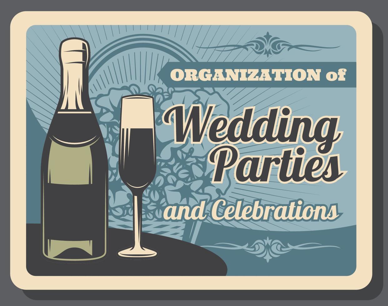 Bridal ceremony, wedding party and banquet vector