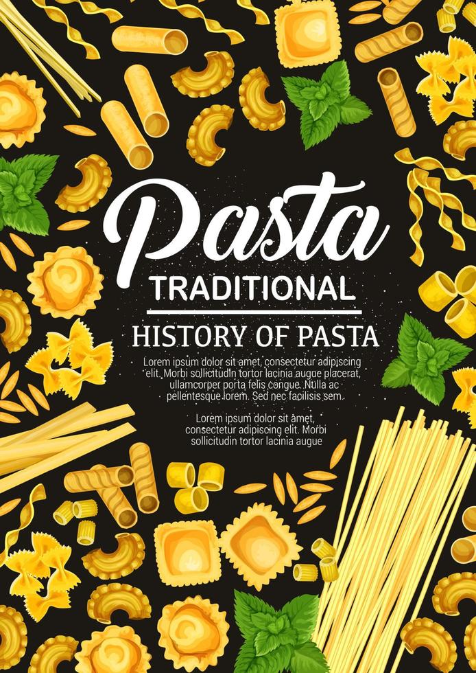 afiche de cocina de pasta italiana, portada vectorial vector