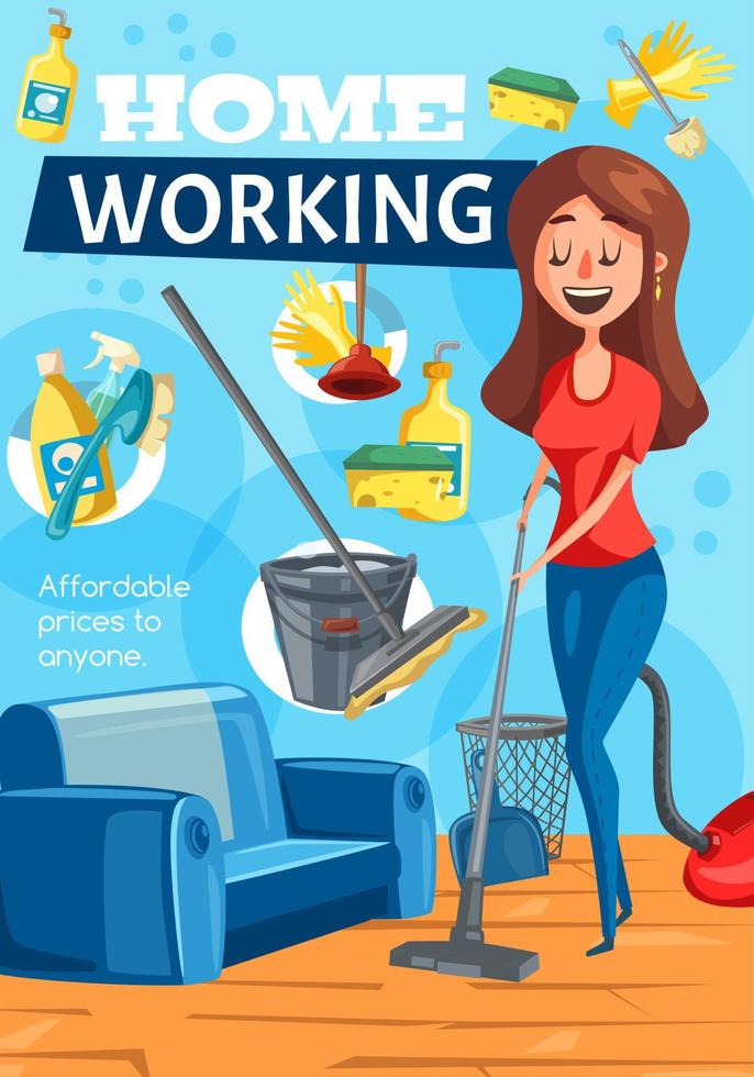 Home cleaning, clean house service vector