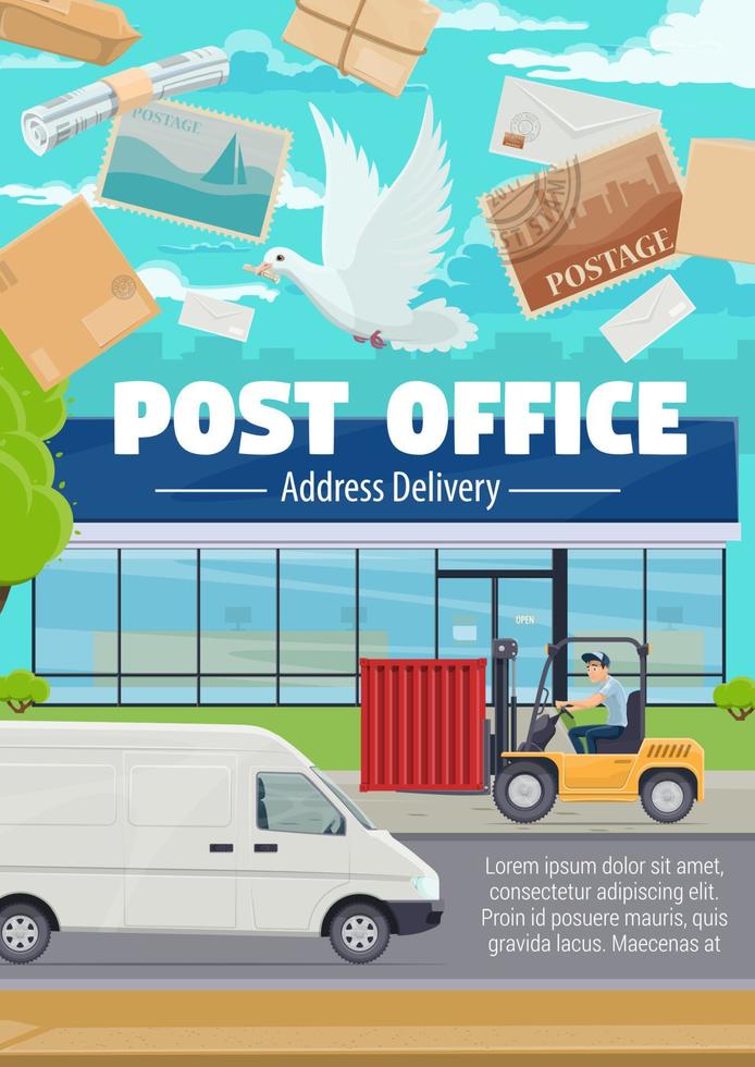 Post office and correspondence mail delivery vector