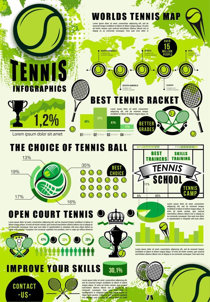 infografías de tenis, estadísticas de juegos deportivos vector