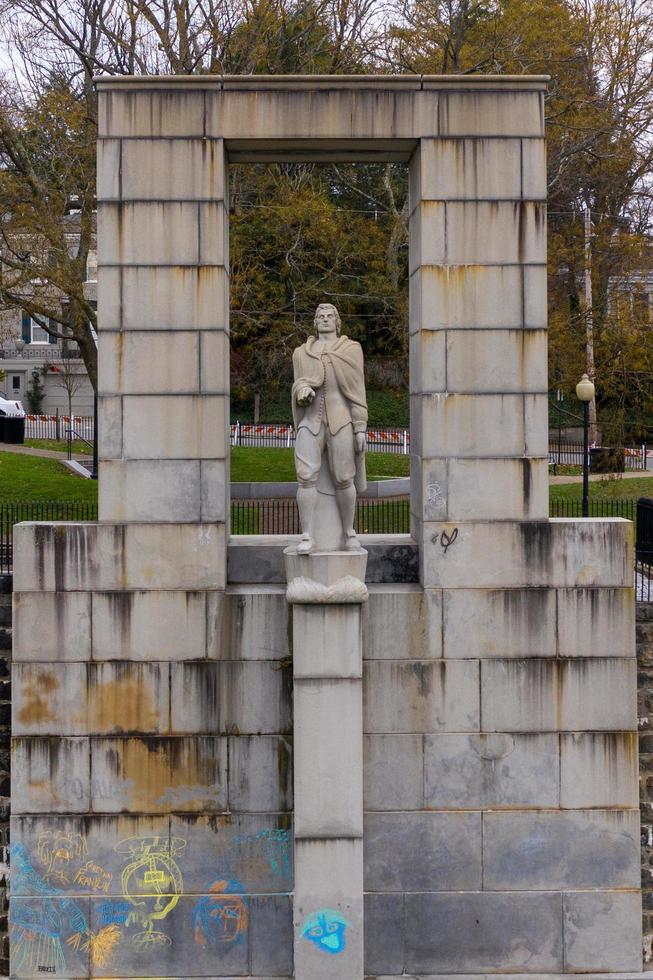 Providence, Rhode Island - Nov 28, 2020 -  Prospect Terrace Park and the Roger Williams statue in Providence, Rhode Island, USA photo
