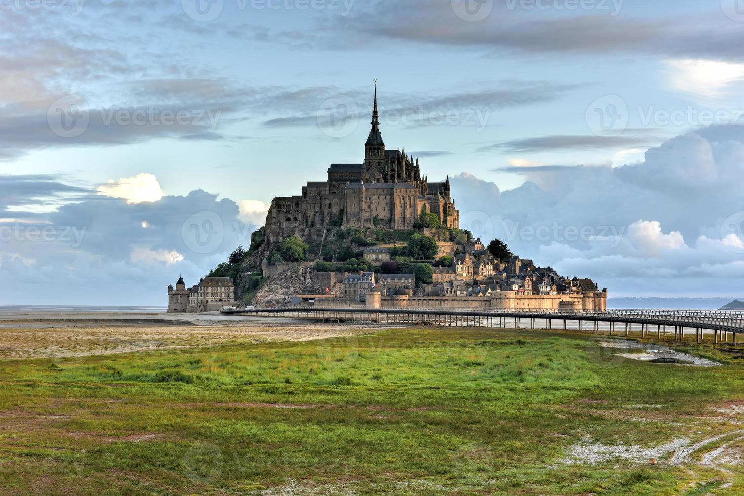 Beautiful Mont Saint-Michel cathedral on the island, Normandy, Northern France, Europe. photo