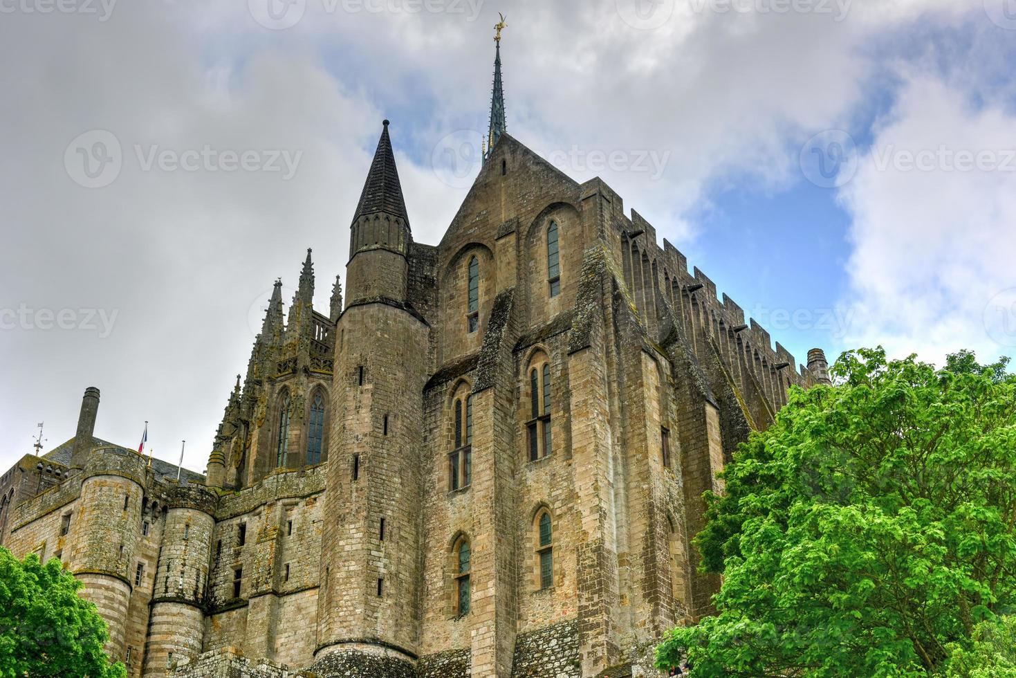 Beautiful Mont Saint-Michel cathedral on the island, Normandy, Northern France, Europe. photo