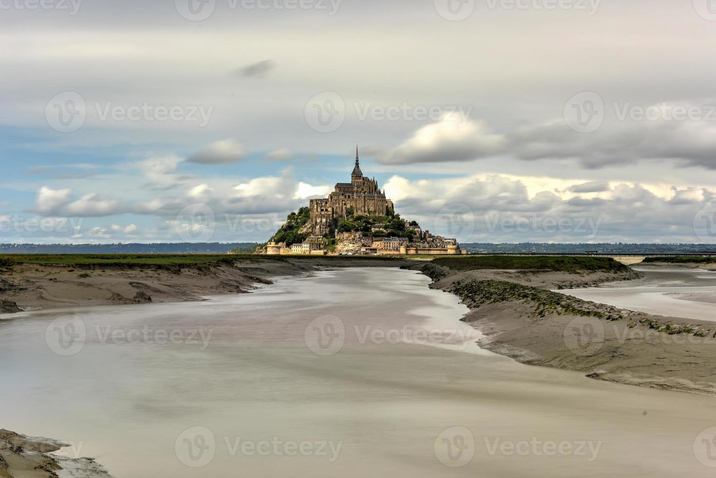 Beautiful Mont Saint-Michel cathedral on the island, Normandy, Northern France, Europe. photo