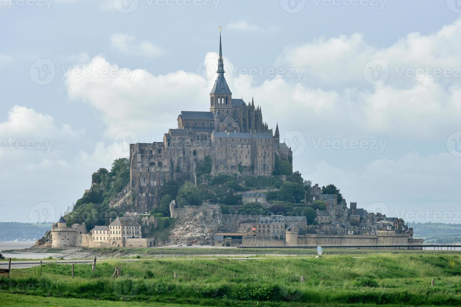 Beautiful Mont Saint-Michel cathedral on the island, Normandy, Northern France, Europe. photo