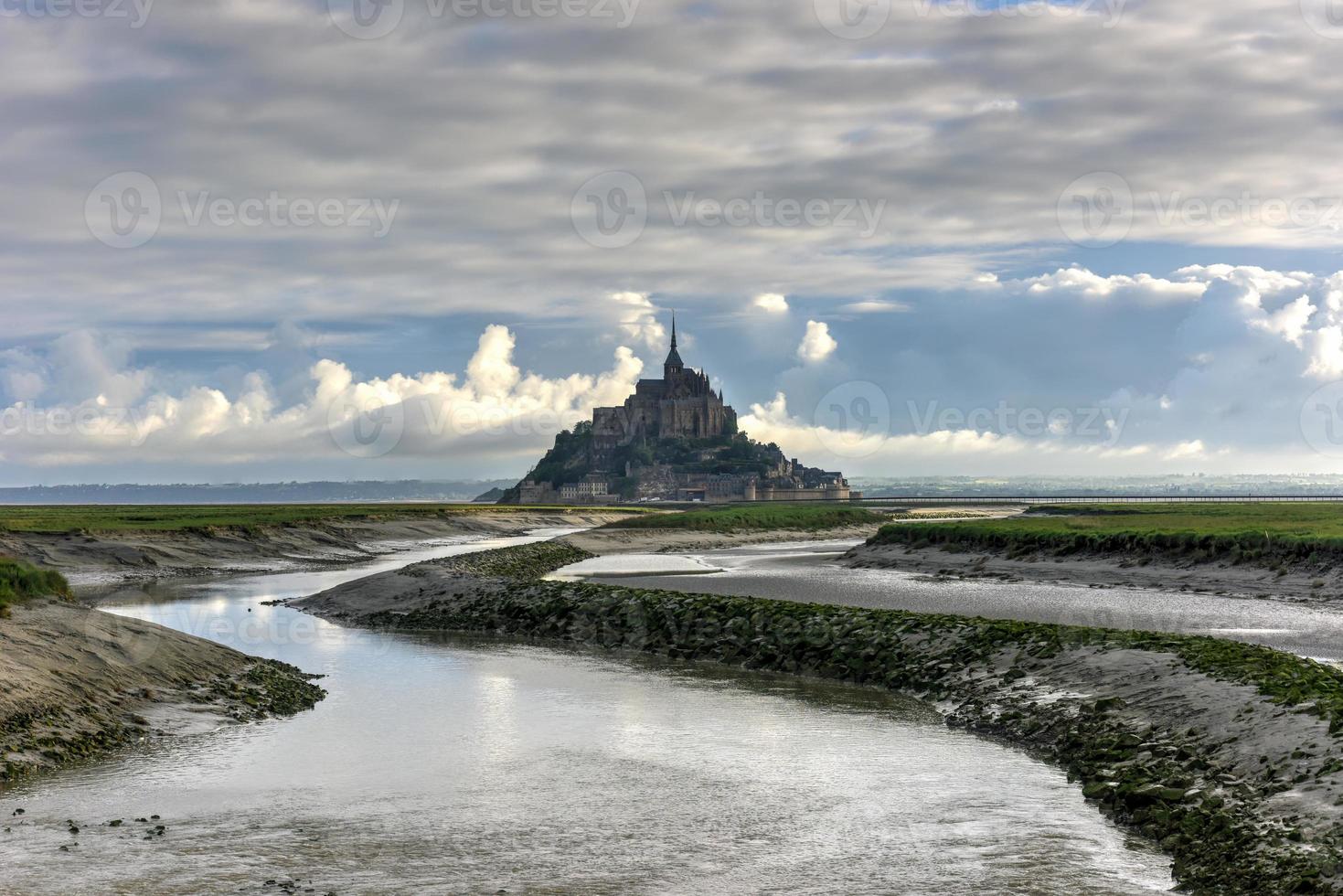 Beautiful Mont Saint-Michel cathedral on the island, Normandy, Northern France, Europe. photo