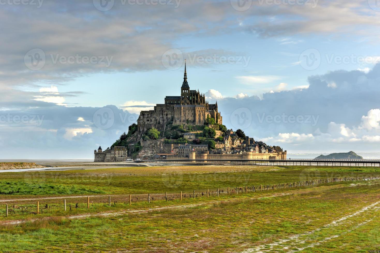 Beautiful Mont Saint-Michel cathedral on the island, Normandy, Northern France, Europe. photo