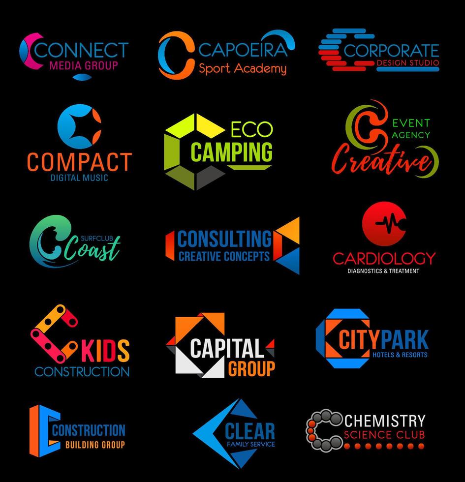 Corporate identity C colorful business icons vector