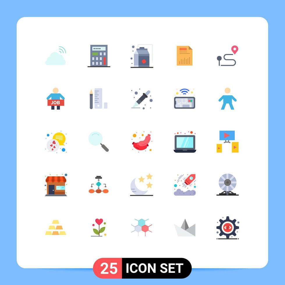 Pack of 25 creative Flat Colors of location paper products graph chart Editable Vector Design Elements