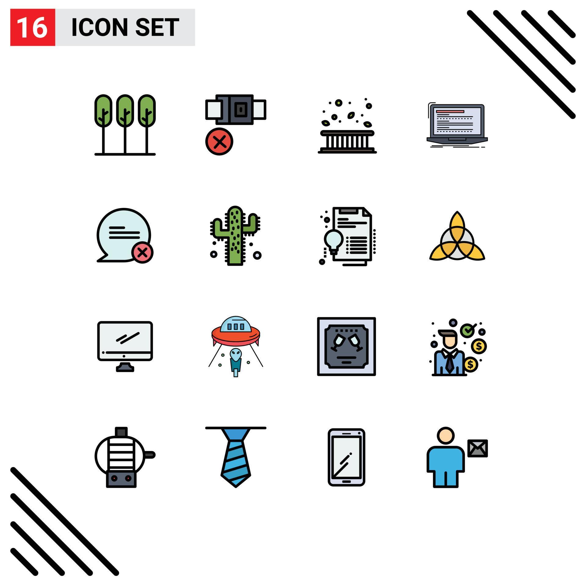 Set of 16 Modern UI Icons Symbols Signs for script computer area coding ...
