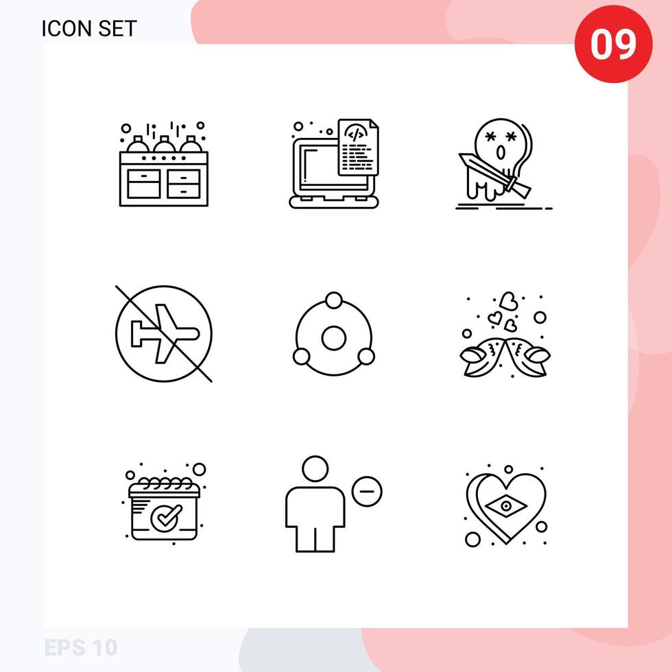 9 Thematic Vector Outlines and Editable Symbols of off disabled coding airport kill Editable Vector Design Elements