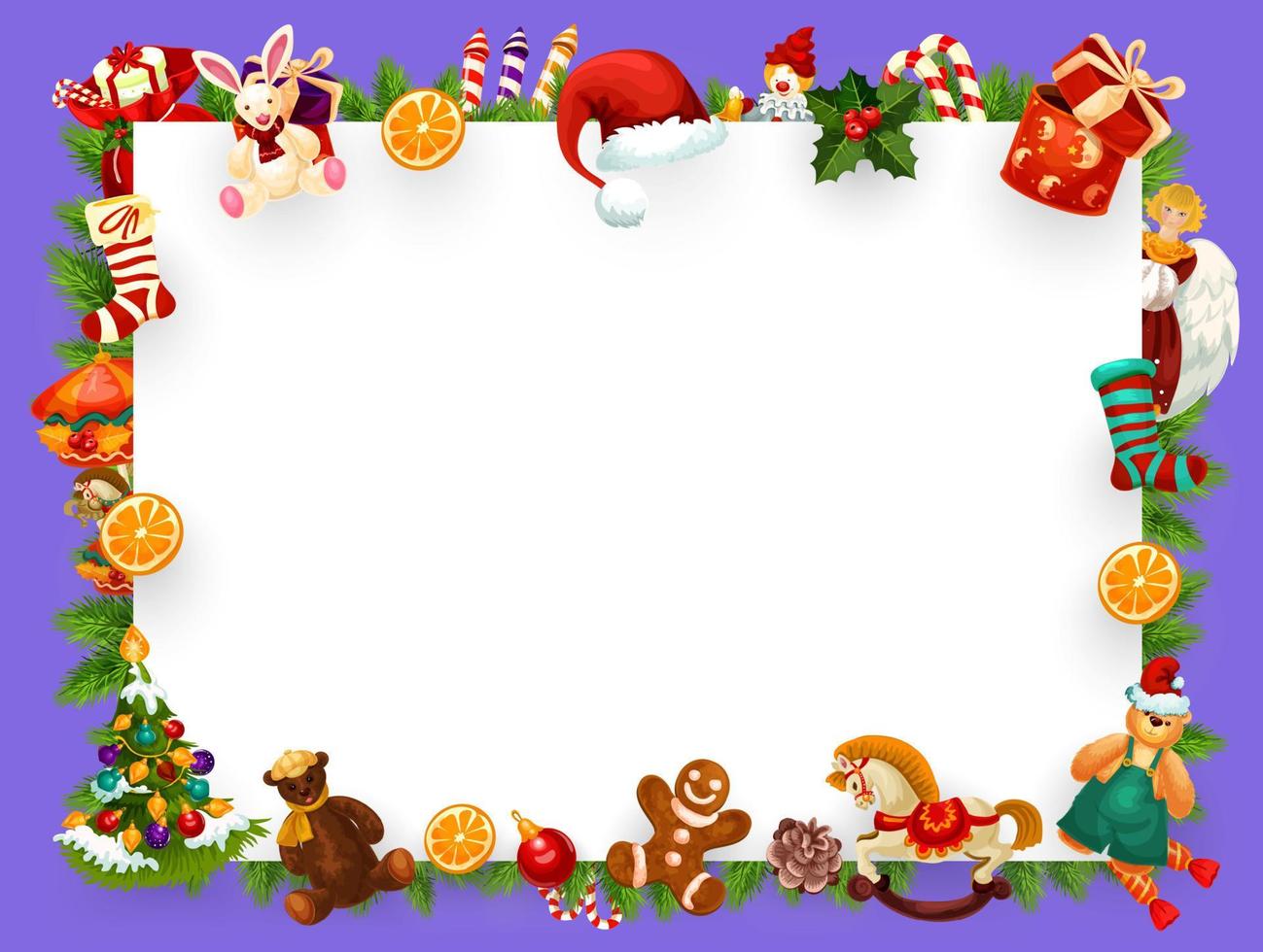 Christmas greeting card blank frame decorations vector