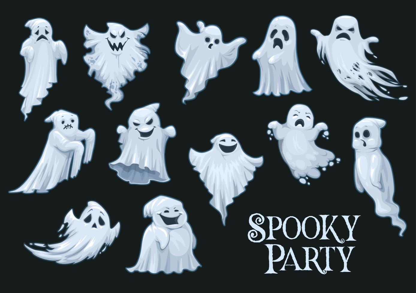 vector de halloween fantasmas aterradores, fiesta espeluznante