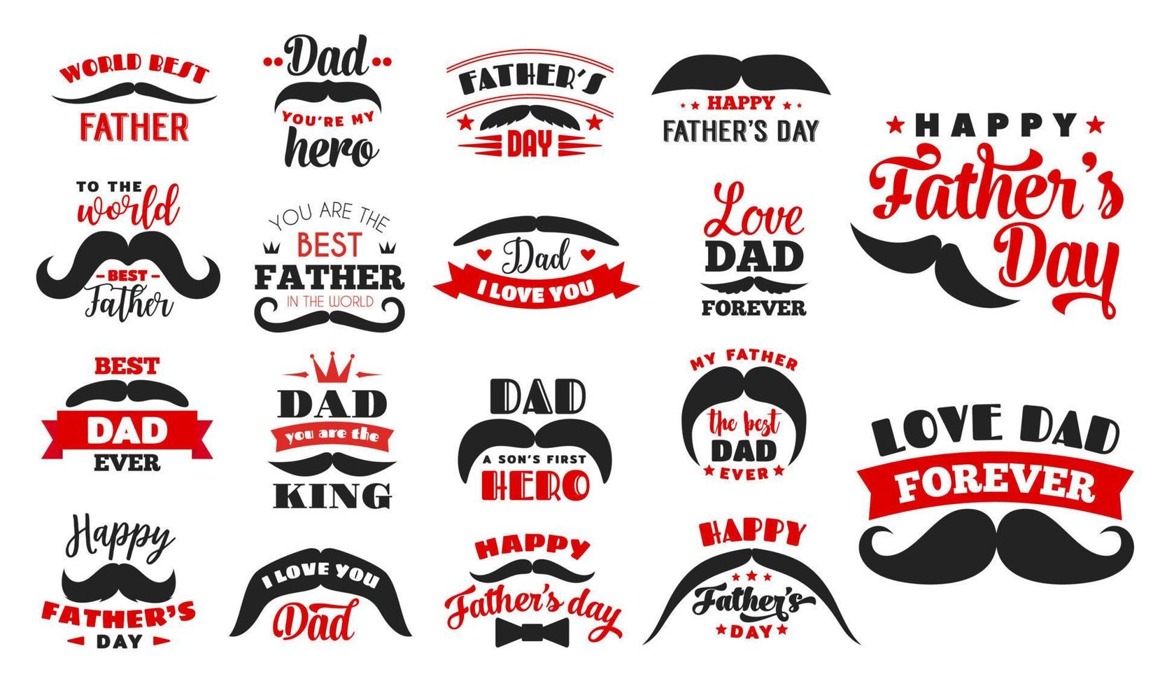 Happy fathers day holiday icons vector