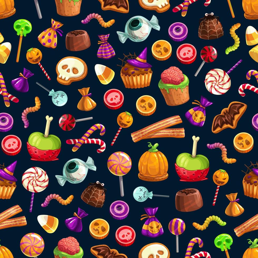 Sweet Halloween treats seamless pattern vector