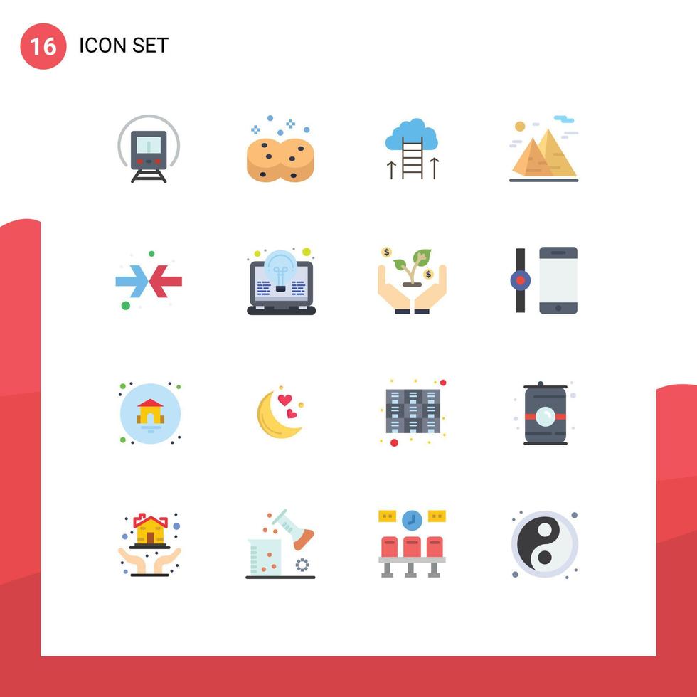 Set of 16 Modern UI Icons Symbols Signs for travel nature career path hiking focus Editable Pack of Creative Vector Design Elements