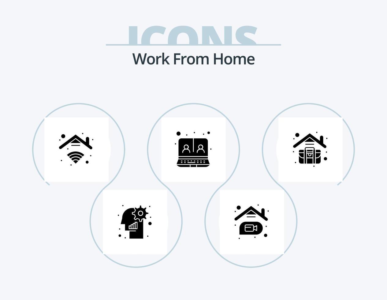 Work From Home Glyph Icon Pack 5 Icon Design. online. communication. internet. connection. internet vector