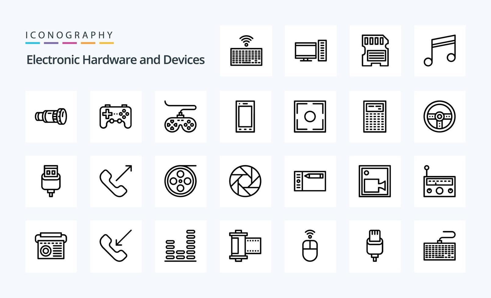 25 Devices Line icon pack vector