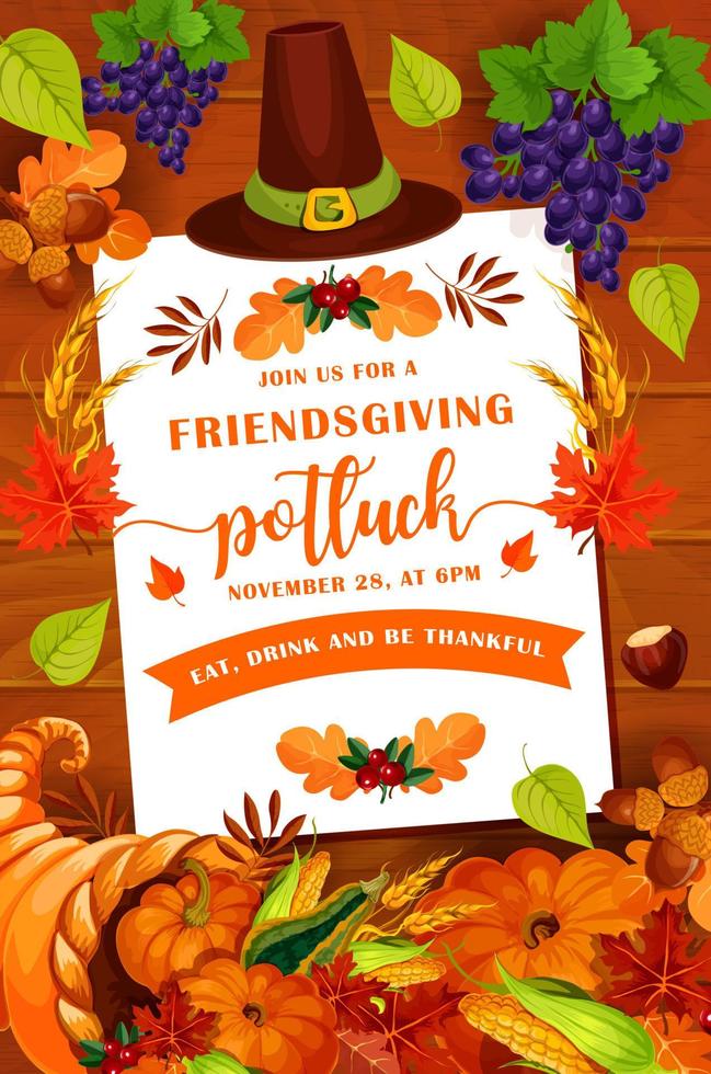 Friendsgiving potluck party objects, vector