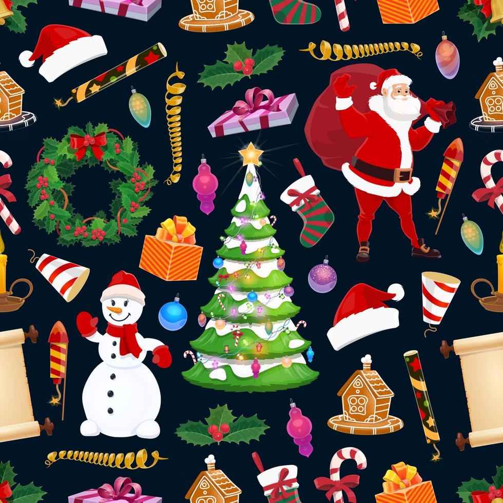 Merry Christmas seamless pattern, winter holiday vector