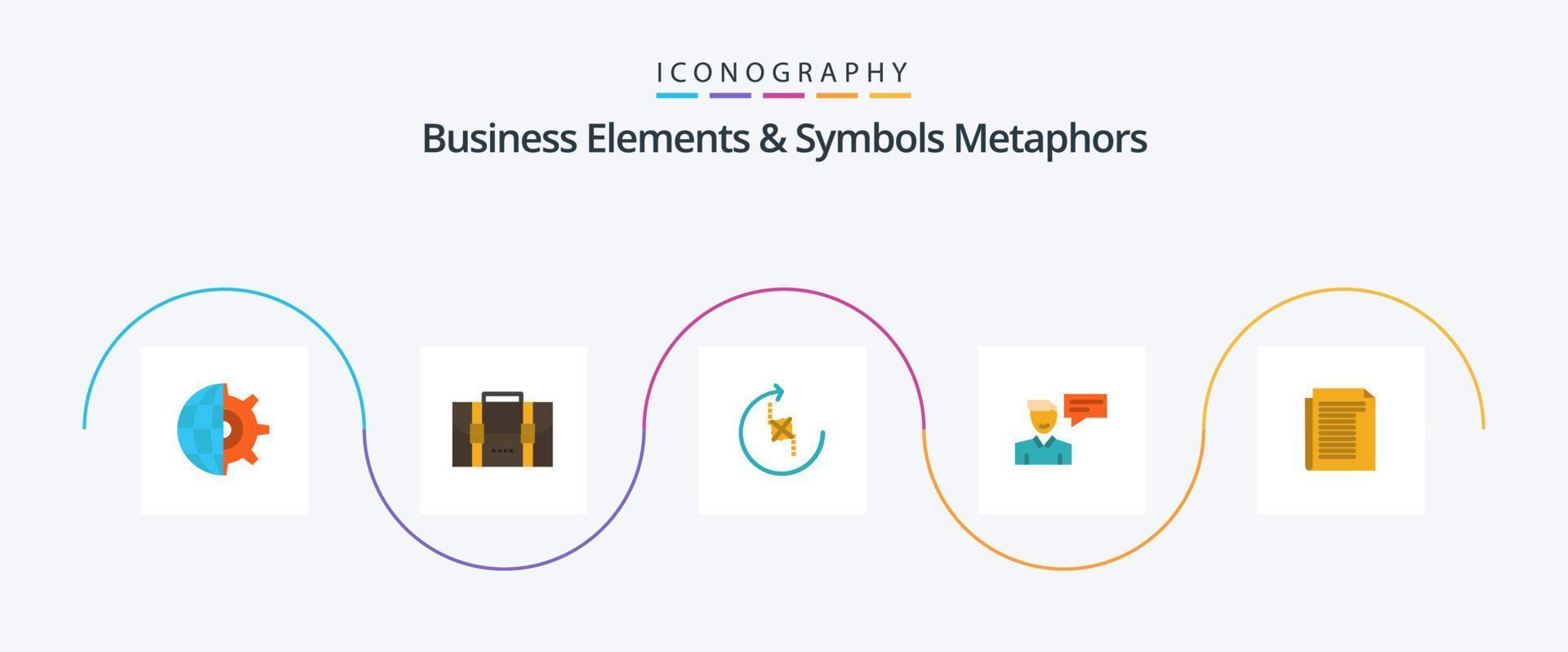 Business Elements And Symbols Metaphors Flat 5 Icon Pack Including conversation. popup. puzzle. message. joint vector