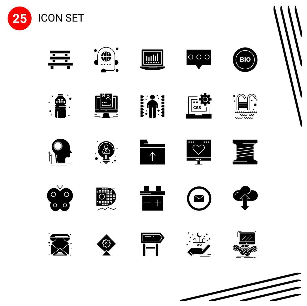 Set of 25 Modern UI Icons Symbols Signs for ecology message discussion comment tecnology Editable Vector Design Elements