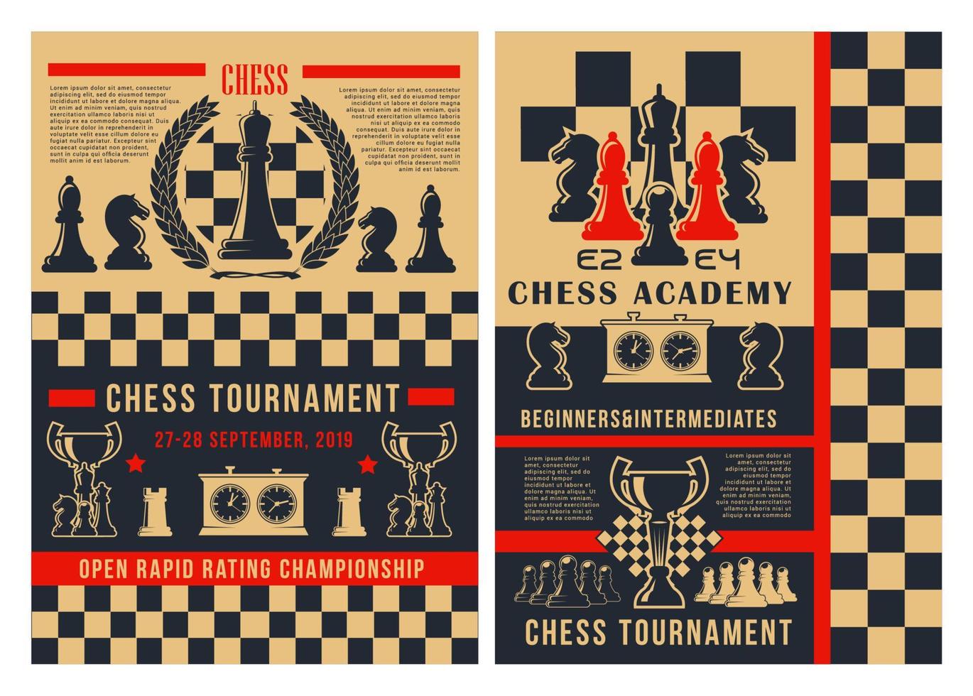 Chess sport tournament chessboard pieces vector