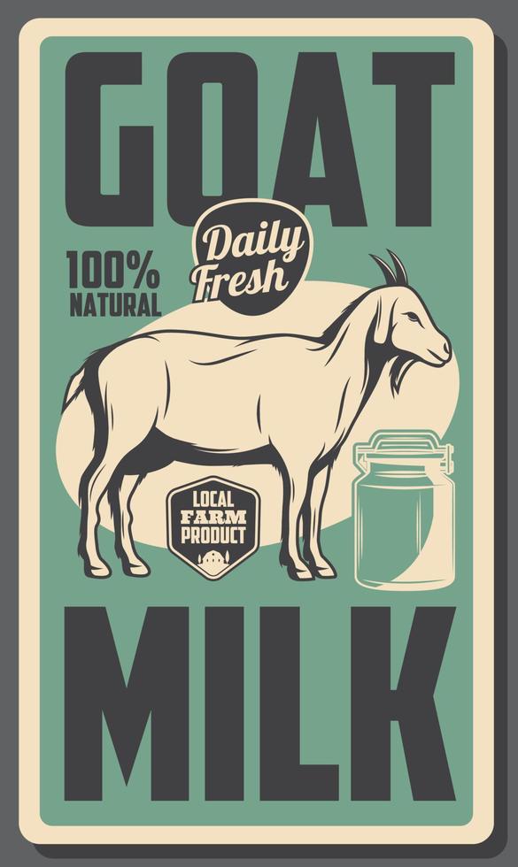 Farm dairy goat milk, cattle food products vector