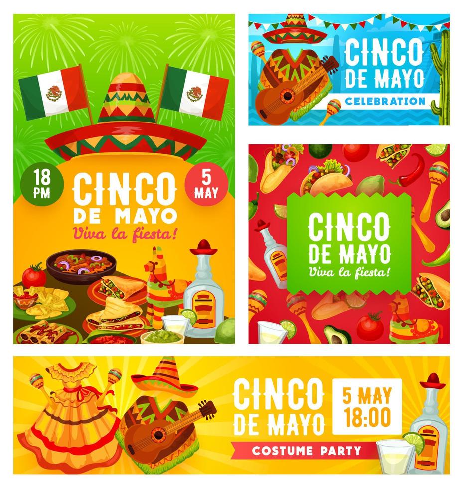 Viva Mexican Cinco de Mayo, Mexico holiday fiesta vector