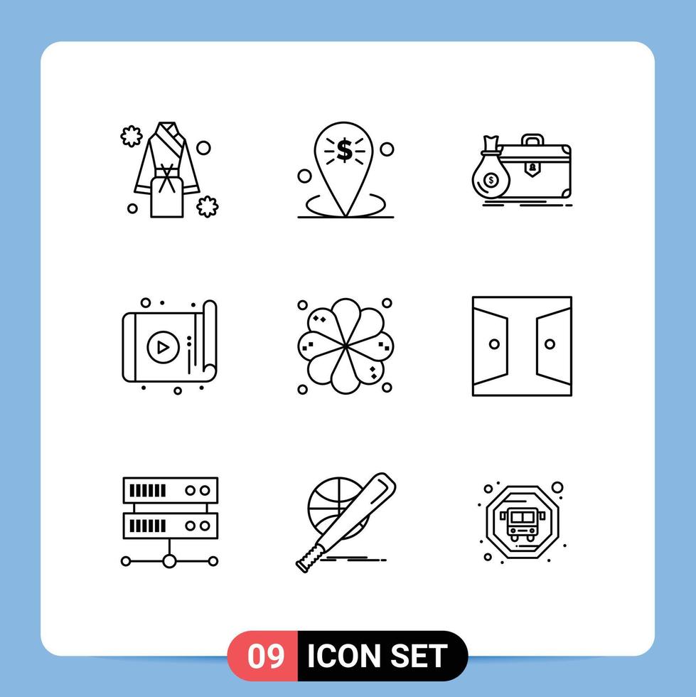 Group of 9 Modern Outlines Set for technology app place portfolio case Editable Vector Design Elements