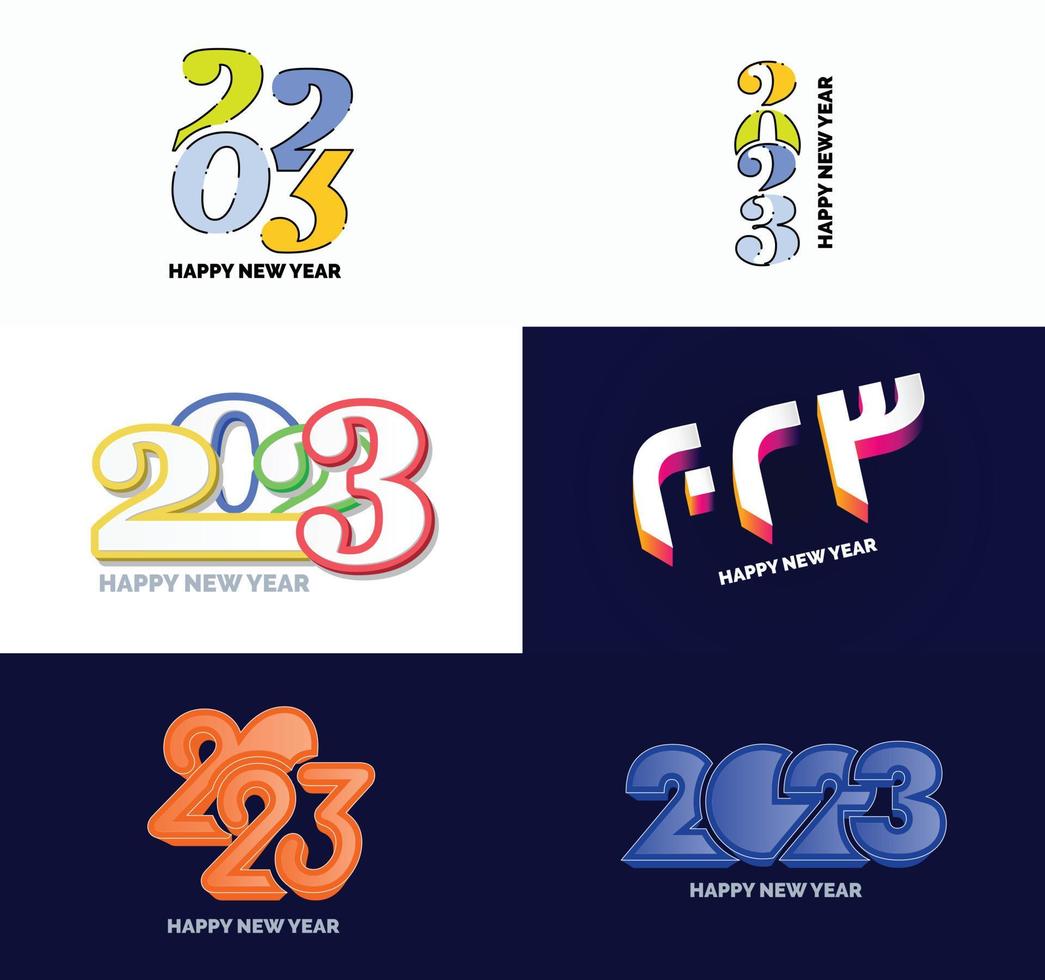 Big Collection of 2023 Happy New Year symbols Cover of business diary for 2023 with wishes vector