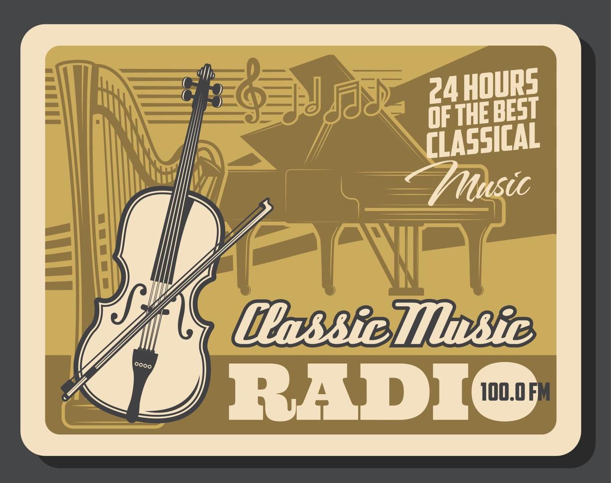 Classic musical instruments. Classical music radio vector