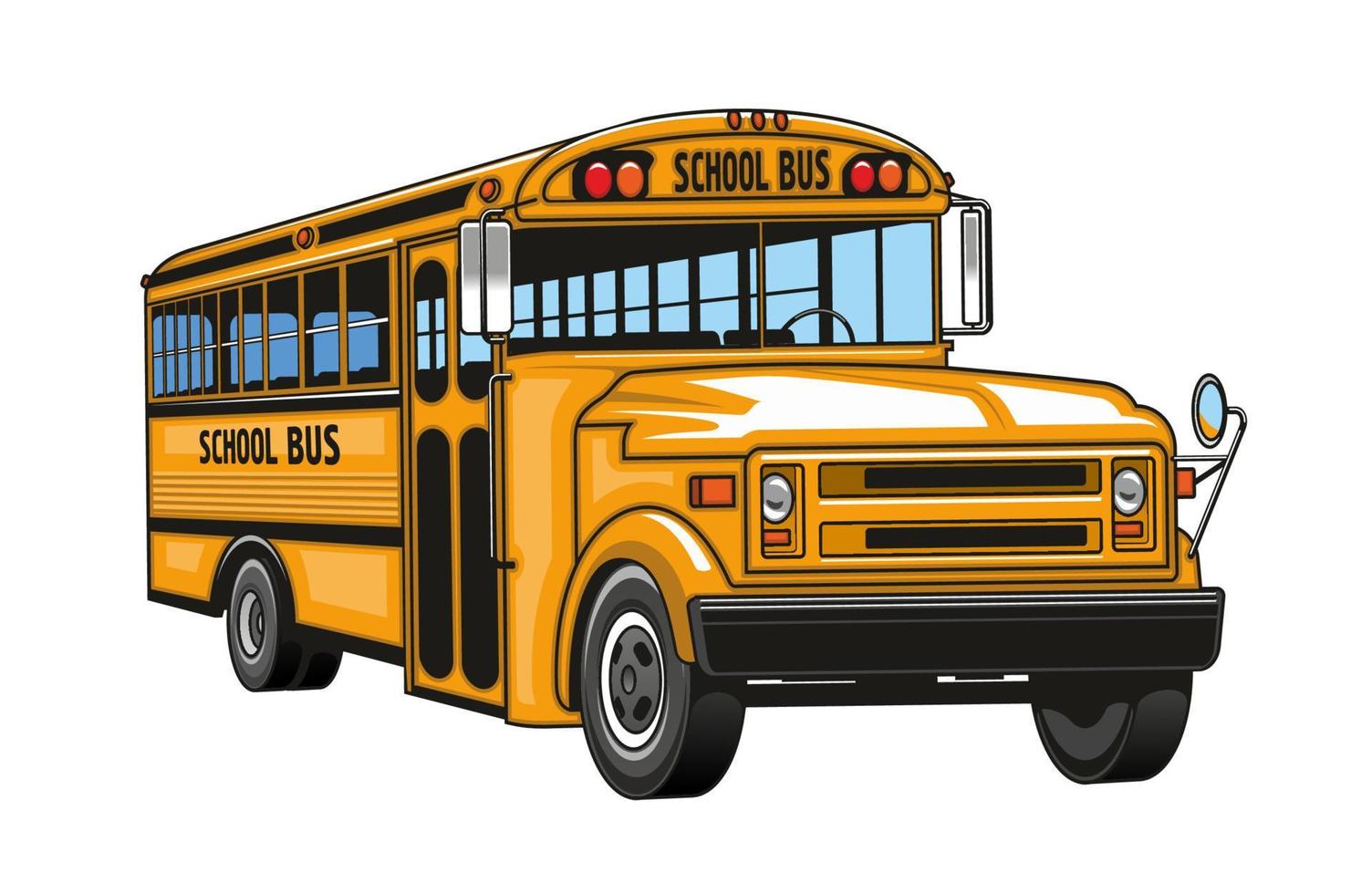 School bus yellow cartoon vehicle vector