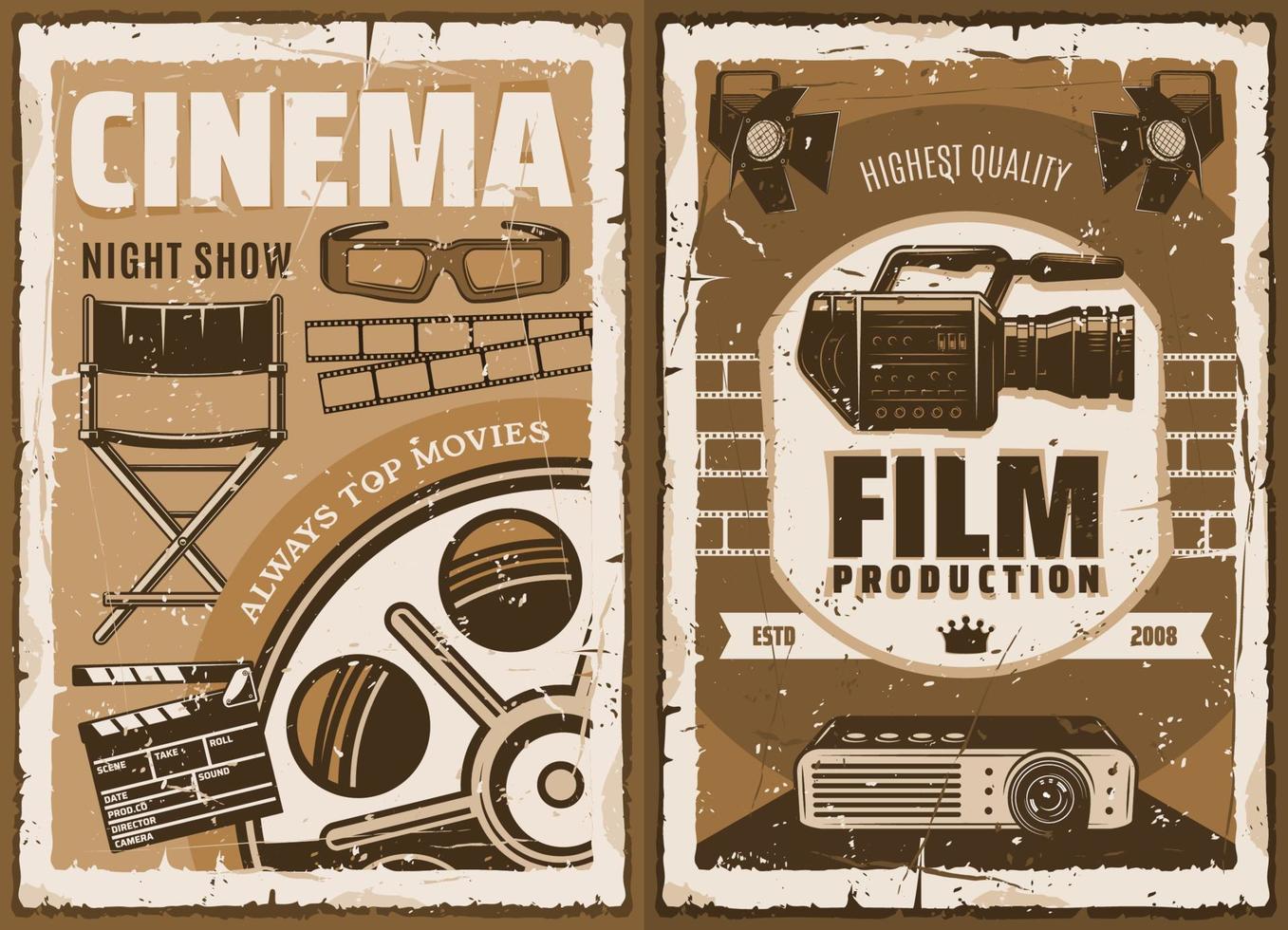 estudio de cine de cinematografía, cine 3d vector