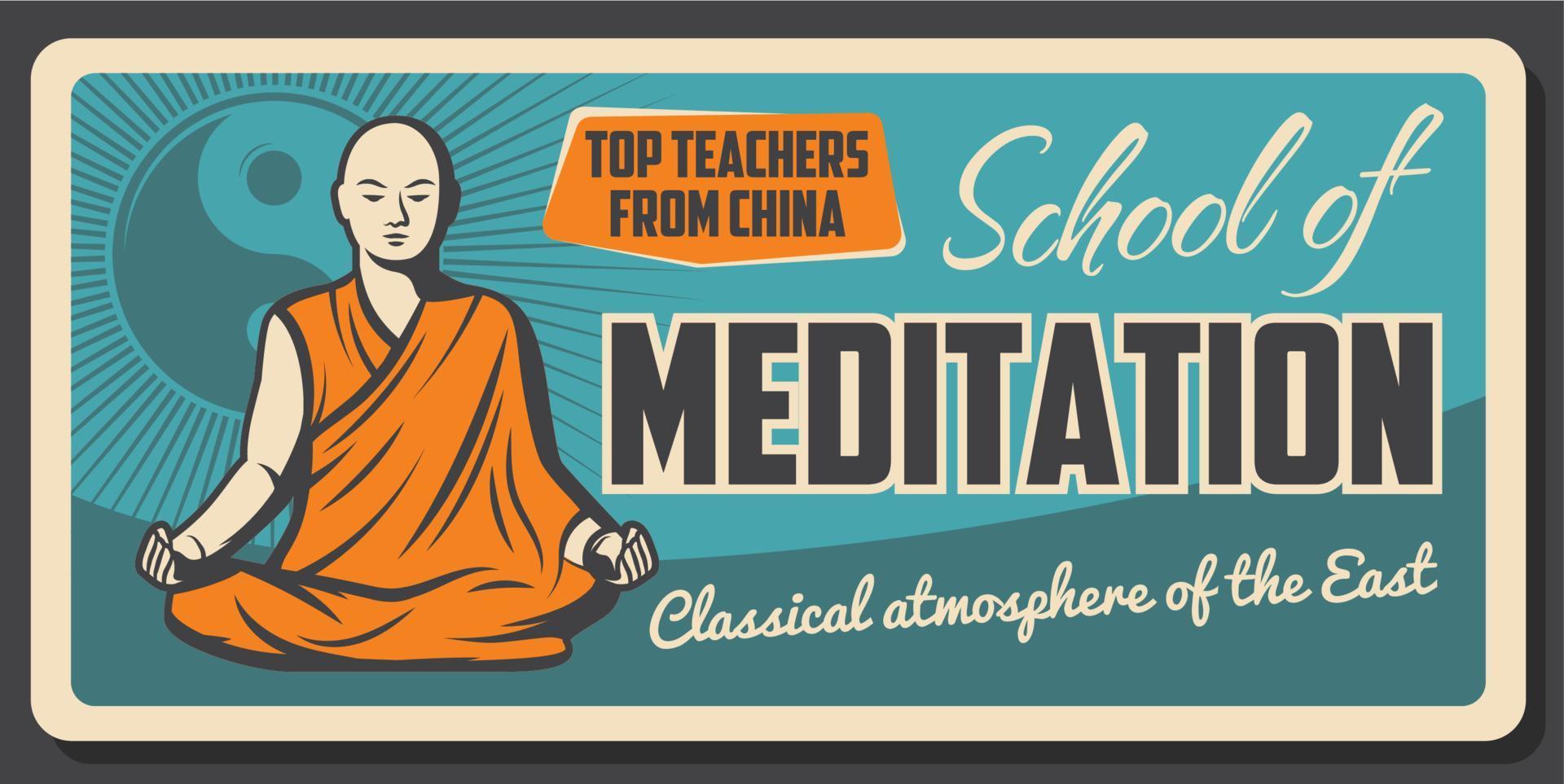 Buddhism meditation Zen Dharma monk school vector