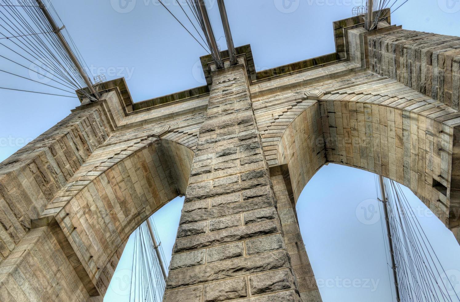 View of the gothic arches of the Brooklyn Bridge. photo