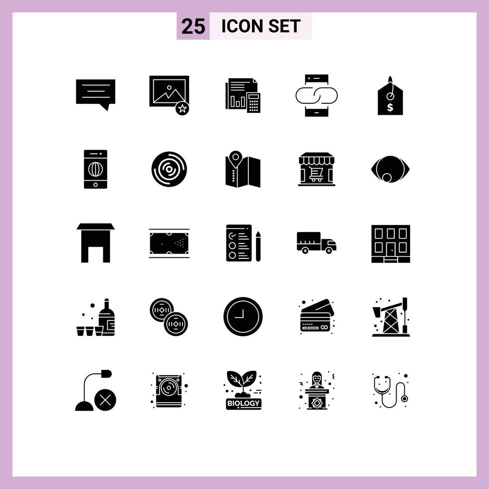 Stock Vector Icon Pack of 25 Line Signs and Symbols for message conversation banking contact financial Editable Vector Design Elements