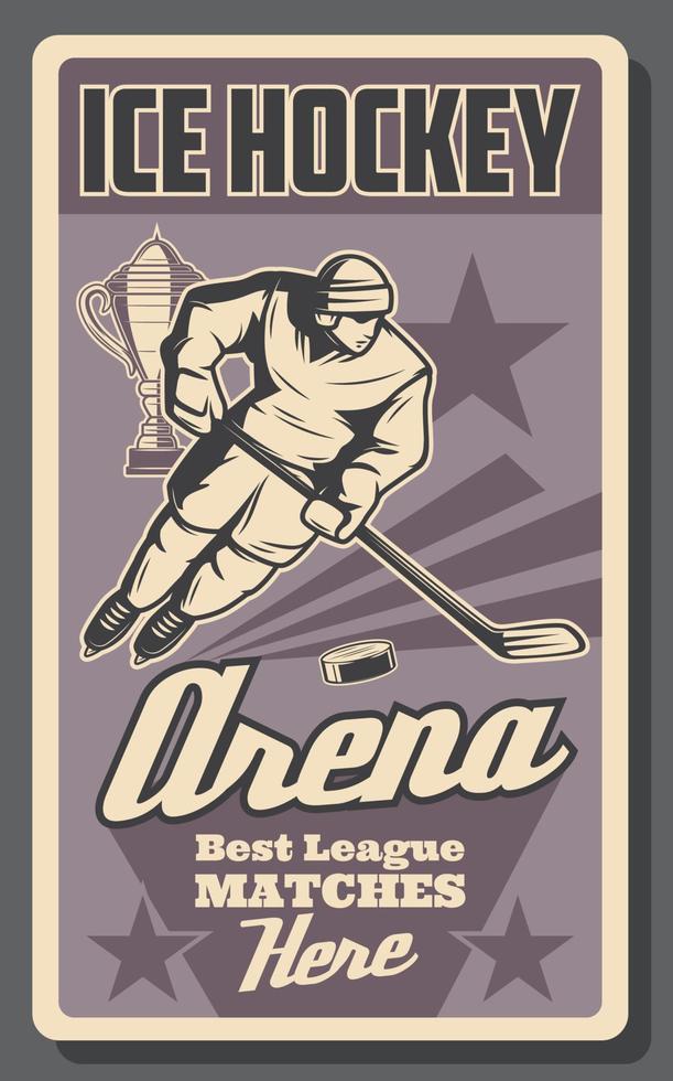 Ice hockey player and sport trophy vector