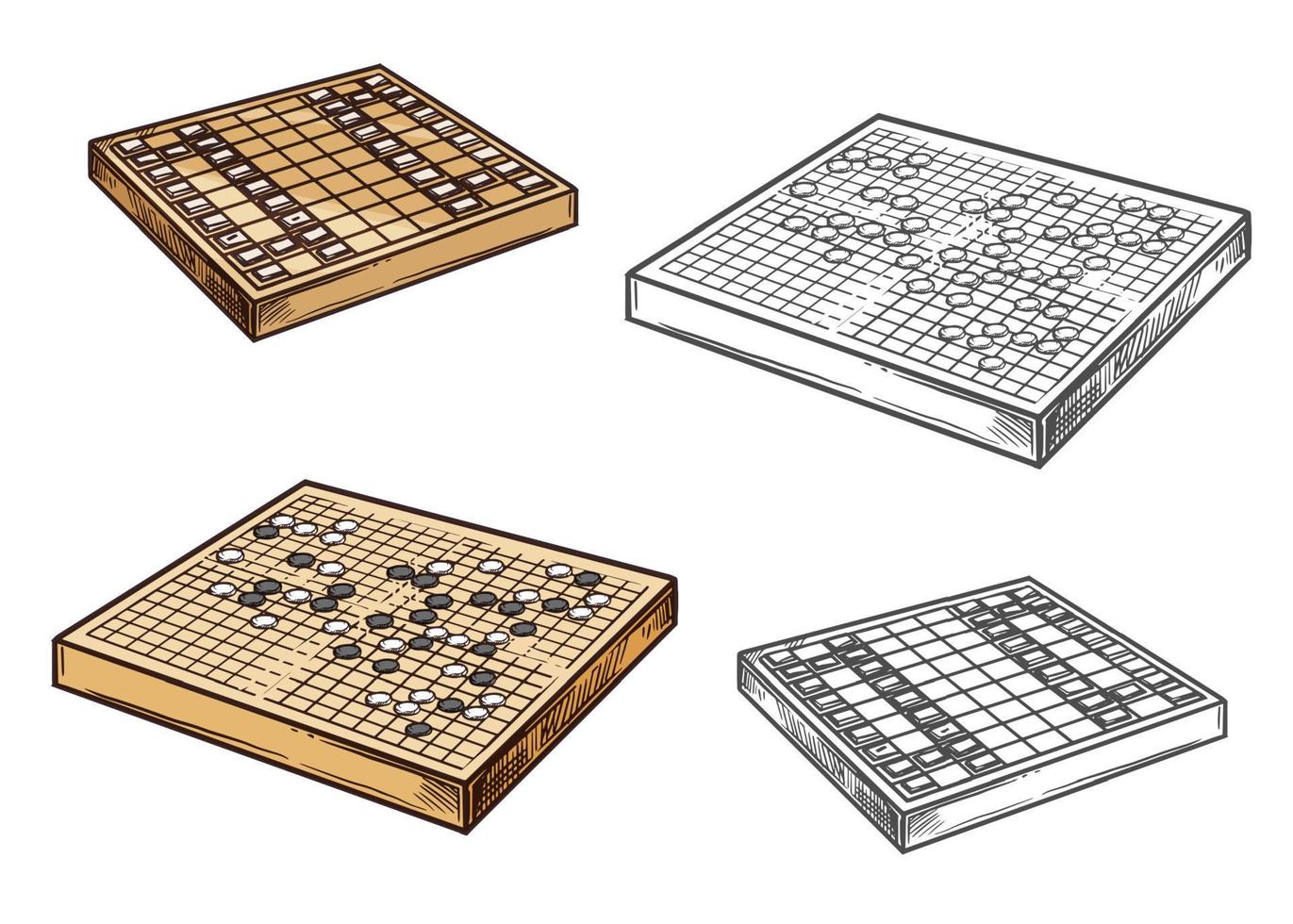 Go and shogi Japanese board games vector