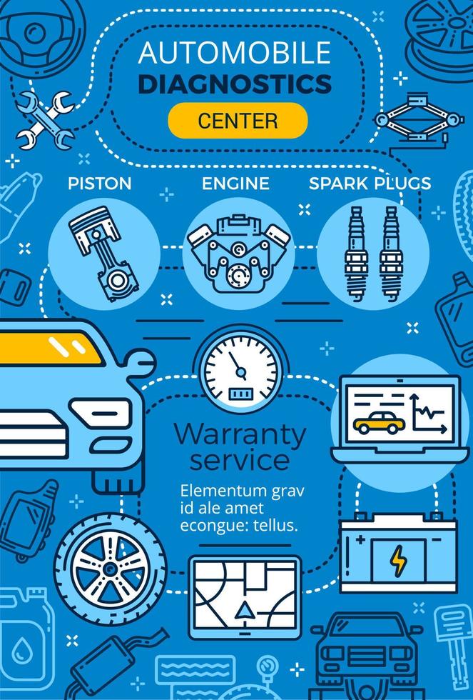 Car repair, garage service vector linear poster