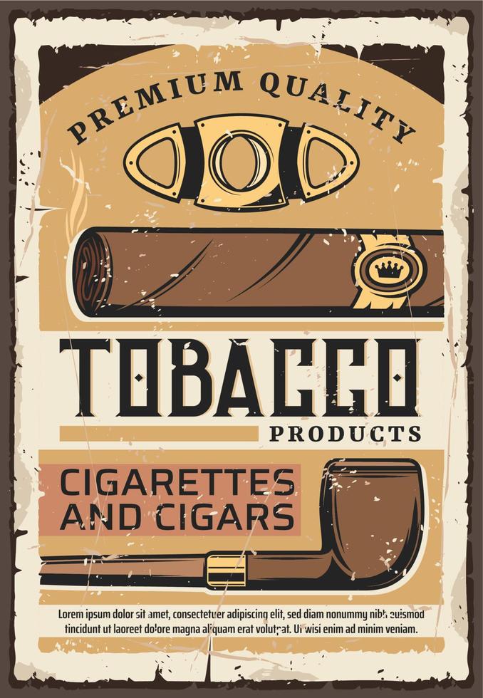 Premium quality tobacco cigars and cigarettes vector