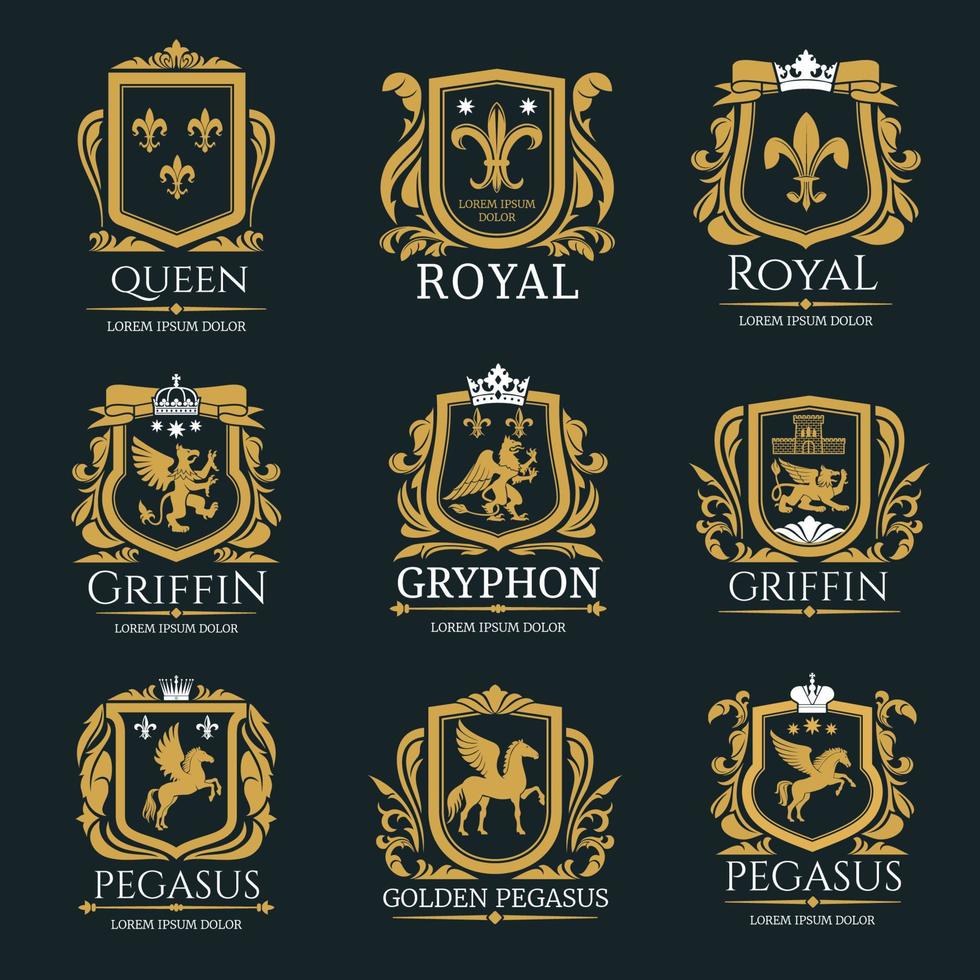 Royal heraldry logo set vector