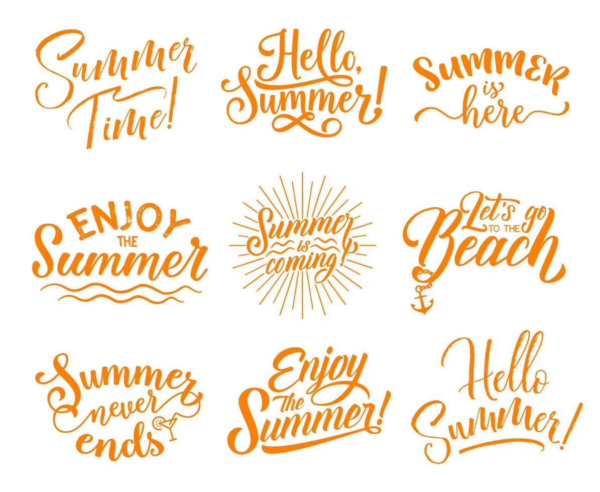 hola letras de verano para el diseño de vacaciones de temporada vector