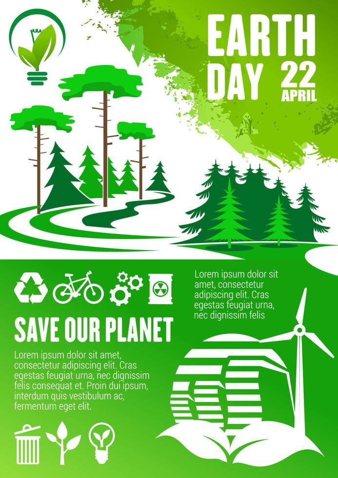 Earth Day banner of Save Our Planet concept design vector