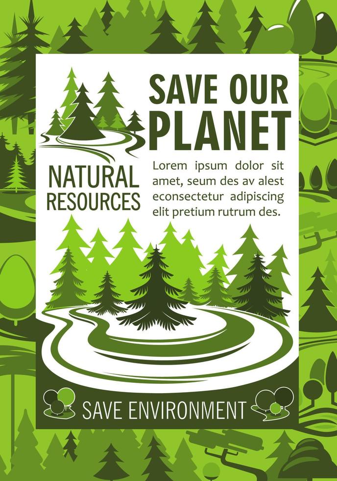 Save planet resources banner for ecology design vector