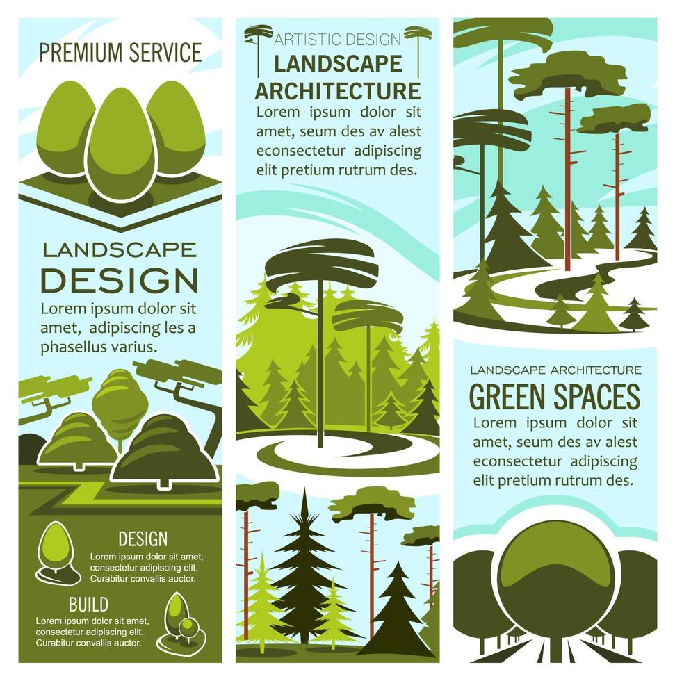 banners de vector de diseño de paisaje verde