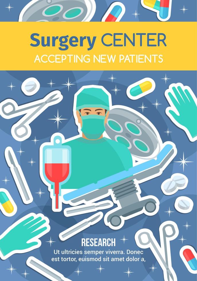 Surgery hospital center medical advertisement vector