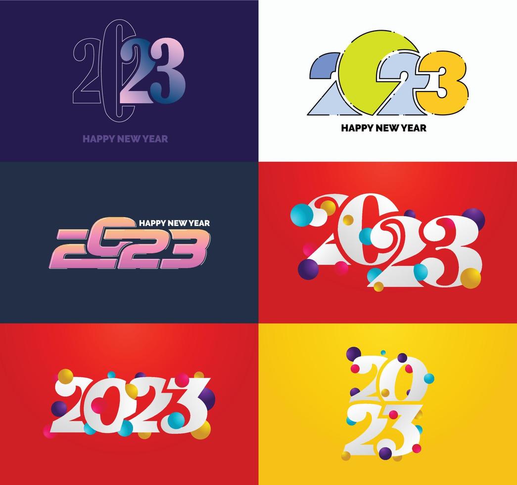 Big Set of 2023 Happy New Year logo text design 2023 number design template vector